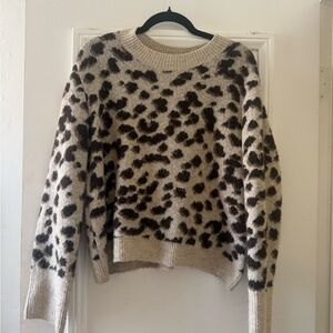 H&M Leopard Print Crewneck Sweater - Beige & Black